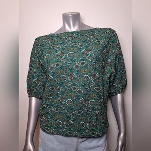 LOFT Green Floral Blouse